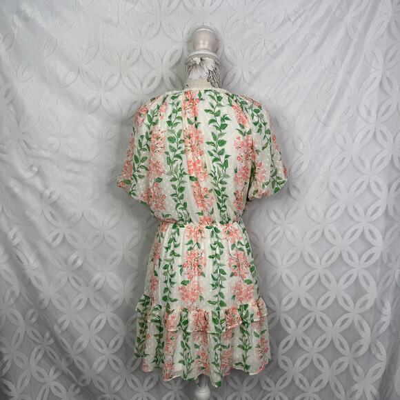 VICI Floral Chiffon Puff Sleeve Mini Dress Size M - Picture 6 of 10